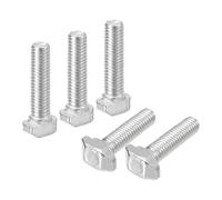 sourcing map 20Pcs T-Slot Bolts, M5 x 20mm Hammer Head Bolt T Screw Drop-in Stud for 2020 Series T-Slot Aluminum Extrusion Profile, Carbon Steel Nickel Plated, Silver