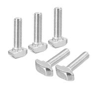 sourcing map 20Pcs T-Slot Bolts, M6 x 25mm Hammer Head Bolt T Screw Drop-in Stud for 3030 Series T-Slot Aluminum Extrusion Profile, 304 Stainless Steel, Silver