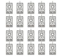 sourcing map 20Pcs Tarot Charm, 26x13mm Zinc Alloy Square Enamel Tarot Cards Pendant Rectangle Charm for Birthday Christmas Anniversaries, Silver
