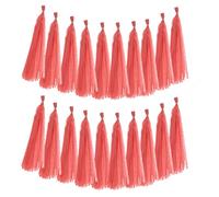 sourcing map 20Pcs Tassel Garland Banner Tissue Paper for Streamers Party Decorations, Valentine's Day Birthday Decor for Women with Rope and Tie Wire (Bright Red, 14.6Inch)