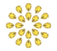 sourcing map 20Pcs Teardrop Sew on Rhinestone - 10x7mm Flat Back Glass Teardrop Crystal Rhinestones in Gold Prong Setting for Crafting, DIY Jewelry, Clothes Decorations (Yellow)