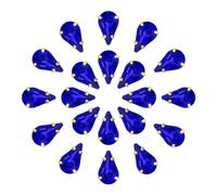 sourcing map 20Pcs Teardrop Sew on Rhinestone - 13x8mm Flat Back Glass Teardrop Crystal Rhinestones in Gold Prong Setting for Crafting, DIY Jewelry, Clothes Decorations (Sapphire Blue)