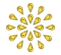 sourcing map 20Pcs Teardrop Sew on Rhinestone - 13x8mm Flat Back Glass Teardrop Crystal Rhinestones in Gold Prong Setting for Crafting, DIY Jewelry, Clothes Decorations (Yellow)