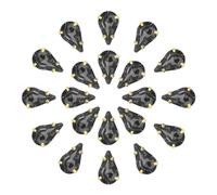 sourcing map 20Pcs Teardrop Sew on Rhinestone - 13x8mm Flat Back Glass Teardrop Crystal Rhinestones in Gold Prong Setting for Crafting, DIY Jewelry, Clothes Decorations (Gray)