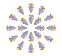 sourcing map 20Pcs Teardrop Sew on Rhinestone - 13x8mm Flat Back Glass Teardrop Crystal Rhinestones in Gold Prong Setting for Crafting, DIY Jewelry, Clothes Decorations (AB Color)