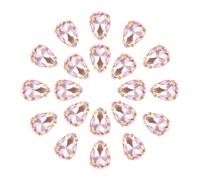 sourcing map 20Pcs Teardrop Sew on Rhinestone - 14x10mm Flat Back Glass Teardrop Crystal Rhinestones in Gold Prong Setting for Crafting, DIY Jewelry, Clothes Decorations (Pink)