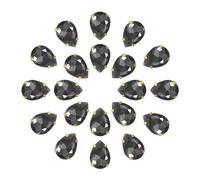 sourcing map 20Pcs Teardrop Sew on Rhinestone - 18x13mm Flat Back Glass Teardrop Crystal Rhinestones in Gold Prong Setting for Crafting, DIY Jewelry, Clothes Decorations (Gray)