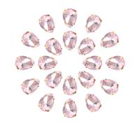 sourcing map 20Pcs Teardrop Sew on Rhinestone - 18x13mm Flat Back Glass Teardrop Crystal Rhinestones in Gold Prong Setting for Crafting, DIY Jewelry, Clothes Decorations (Pink)
