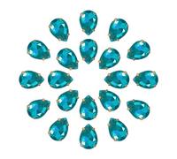 sourcing map 20Pcs Teardrop Sew on Rhinestone - 18x13mm Flat Back Glass Teardrop Crystal Rhinestones in Gold Prong Setting for Crafting, DIY Jewelry, Clothes Decorations (Lake Blue)