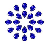 sourcing map 20Pcs Teardrop Sew on Rhinestone - 18x13mm Flat Back Glass Teardrop Crystal Rhinestones in Gold Prong Setting for Crafting, DIY Jewelry, Clothes Decorations (Sapphire Blue)