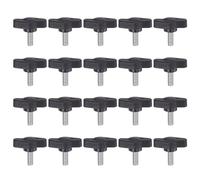 sourcing map 20pcs Tee Wing Knobs Thumb Screws M5 x 12mm Standard Male Thread Plastic T Knobs Handles Hand Clamping Knobs Grip Thumbscrew, Black