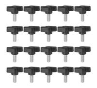 sourcing map 20pcs Tee Wing Knobs Thumb Screws M6 x 12mm Standard Male Thread Plastic T Knobs Handles Hand Clamping Knobs Grip Thumbscrew, Black
