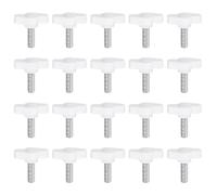 sourcing map 20pcs Tee Wing Knobs Thumb Screws M6 x 16mm Standard Male Thread Plastic T Knobs Handles Hand Clamping Knobs Grip Thumbscrew, White