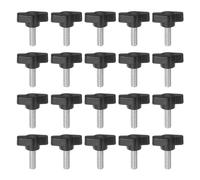 sourcing map 20pcs Tee Wing Knobs Thumb Screws M6 x 16mm Standard Male Thread Plastic T Knobs Handles Hand Clamping Knobs Grip Thumbscrew, Black