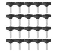 sourcing map 20pcs Tee Wing Knobs Thumb Screws M6 x 25mm Standard Male Thread Plastic T Knobs Handles Hand Clamping Knobs Grip Thumbscrew, Black