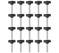 sourcing map 20pcs Tee Wing Knobs Thumb Screws M6 x 40mm Standard Male Thread Plastic T Knobs Handles Hand Clamping Knobs Grip Thumbscrew, Black