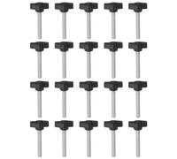 sourcing map 20pcs Tee Wing Knobs Thumb Screws M6 x 50mm Standard Male Thread Plastic T Knobs Handles Hand Clamping Knobs Grip Thumbscrew, Black
