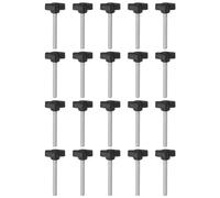 sourcing map 20pcs Tee Wing Knobs Thumb Screws M6 x 60mm Standard Male Thread Plastic T Knobs Handles Hand Clamping Knobs Grip Thumbscrew, Black