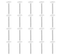 sourcing map 20pcs Tee Wing Knobs Thumb Screws M6 x 60mm Standard Male Thread Plastic T Knobs Handles Hand Clamping Knobs Grip Thumbscrew, White