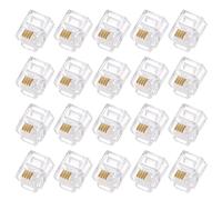 sourcing map 20pcs Telephone Modular Plug Male RJ11 Connectors | Copper Core 6P4C,Clear