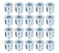 sourcing map 20Pcs Threaded Inserts, M6-1x13 Zinc Plated Carbon Steel Hex Socket Drive Screw-in Nut Threaded Inserts for Wood Working Tool and Accessories