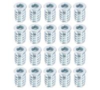 sourcing map 20Pcs Threaded Inserts, M6-1x17 Zinc Plated Carbon Steel Hex Socket Drive Screw-in Nut Threaded Inserts for Wood Working Tool and Accessories