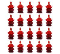sourcing map 20Pcs Tri-Layered Mini Tassels, Ombre Tassel Trim, 1.57 Inch Length Decorative Trim, Fringe Ribbon with Jump Rings for DIY Keychain Crafts Decorations, Red