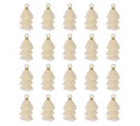 sourcing map 20Pcs Tri-Layered Mini Tassels, Solid Color Tassel Trim, 1.57 Inch Length Decorative Trim, Fringe Ribbon with Jump Rings for DIY Keychain Crafts Decorations, Beige