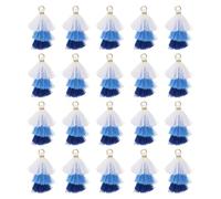 sourcing map 20Pcs Tri-Layered Mini Tassels, Tri-Colors Tassel Trim, 1.57 Inch Length Decorative Trim, Fringe Ribbon with Jump Rings for DIY Keychain Crafts Decorations, White Blue Navy