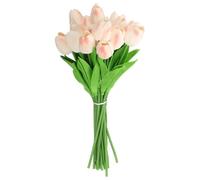 sourcing map 20pcs Tulips Artificial Flowers, Faux Flowers Silk Fake Tulip Stems Real Touch for Wedding Bouquet Centerpiece Table Party Decoration(Light Peach Pink)