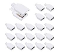 sourcing map 20Pcs USB 2.0 Type A Female Plug Connector, 4 Pin Solder Terminal with 3mm Cable Hole for DIY Cable Repair Kit, Power Supply, Microcontroller Projects, White, 33x16mm