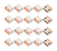 sourcing map 20Pcs USB3.1 Type C Female Socket Connector Jack Port, 6Pin DIP 90 Degree Repair Replacement Adapter for Circuit Boards PCB Board Digital Devices, Orange