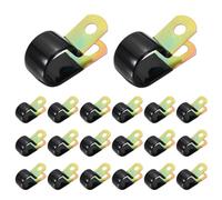 sourcing map 20pcs Vinyl Coated Cable Clamps 7/8 Inch (22mm) Vinyl Dipped Pipe Clamp Wire Holder Strap Clip for Automotive Industrial Marine Household Installation Pipe Wire