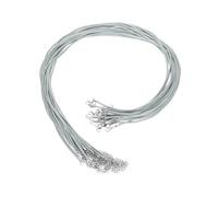 sourcing map 20Pcs Waxed Necklace Cord Bulk Grey 2mm Dia 24" Necklace String Rope with Chain Clasp for Pendants Bracelets Jewelry Making Supplies Accessories