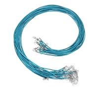 sourcing map 20Pcs Waxed Necklace Cord Bulk Peacock Blue 2mm Dia 24" Necklace String Rope with Chain Clasp for Pendants Bracelets Jewelry Making Supplies Accessories