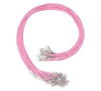 sourcing map 20Pcs Waxed Necklace Cord Bulk Pink 1.5mm Dia 18" Necklace String Rope with Chain Clasp for Pendants Bracelets Jewelry Making Supplies Accessories