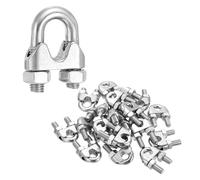 sourcing map 20Pcs Wire Rope Cable Clip Clamps 1/2 Inch M12 Small 304 Stainless Steel U Bolt Saddle Fasteners Hardware for Secure Rigging Marine Guy Line Fence Clothesline, Silver