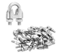 sourcing map 20Pcs Wire Rope Cable Clip Clamps 5/16 Inch M8 Small 304 Stainless Steel U Bolt Saddle Fasteners Hardware for Secure Rigging Marine Guy Line Fence Clothesline, Silver