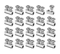 sourcing map 20Pcs Wire Rope Clips, Copper Cable Lock with 2 Cross-Recessed Screws, Cable Clamp Fastener Fit for 1-1.5mm Wire Rope for Home Life Construction Industry Transportation, Silver