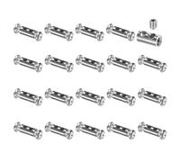 sourcing map 20Pcs Wire Rope Clips, Copper Cable Lock with 2 M4 Cross-Recessed Screws, Cable Clamp Fastener Fit for 1-2mm Wire Rope for Home Life Construction Industry Transportation, Silver
