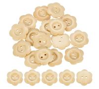 sourcing map 20Pcs Wooden Buttons, 28mm Flower Shape Wood Buttons 2 Hole Decorative Sewing Buttons for Sewing DIY Craft Clothing Handmade, Natural Wood