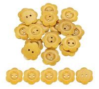 sourcing map 20Pcs Wooden Buttons, 30mm Flower Shape Wood Buttons 2 Hole Decorative Sewing Buttons for Sewing DIY Craft Clothing Handmade, Beige
