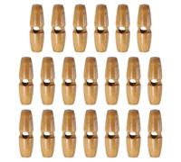 sourcing map 20pcs Wooden Toggle Buttons 35mm / 1.4" Single Hole Wood Olive Horn Sewing Buttons for Coat Sweaters Clothing DIY Craft, Light Brown