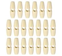 sourcing map 20pcs Wooden Toggle Buttons 35mm / 1.4" Single Hole Wood Olive Horn Sewing Buttons for Coat Sweaters Clothing DIY Craft, Natural Color