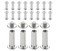 sourcing map 20set Chicago Screw M4x17mm 6mm Length Metal Phillips Nail Rivet Stud Bolts Rivets Binding Post Screw for DIY Leather Belt Bag Craft Bookbinding, Silver
