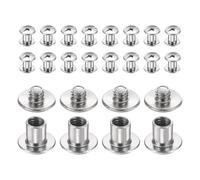 sourcing map 20set Chicago Screw M4x5mm 3mm Length Metal Phillips Nail Rivet Stud Bolts Rivets Binding Post Screw for DIY Leather Belt Bag Craft Bookbinding, Silver