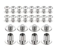 sourcing map 20set Chicago Screw M4x7mm 3mm Length Metal Phillips Nail Rivet Stud Bolts Rivets Binding Post Screw for DIY Leather Belt Bag Craft Bookbinding, Silver
