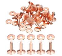 sourcing map 20Set Copper Rivets and Burrs Washers 10x3.3x12mm Dimpled Finish Copper Solid Leather Rivet Fastener Studs Posts for Leather DIY Craft Belts Wallets Collars, Rose Red Red