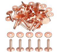 sourcing map 20Set Copper Rivets and Burrs Washers 10x3.3x14mm Dimpled Finish Copper Solid Leather Rivet Fastener Studs Posts for Leather DIY Craft Belts Wallets Collars, Rose Red Red