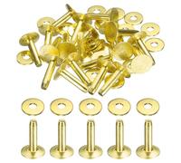 sourcing map 20Set Copper Rivets and Burrs Washers 10x3.3x14mm Polish Finish Copper Solid Leather Rivet Fastener Studs Posts for Leather DIY Craft Belts Wallets Collars, Gold Yellow